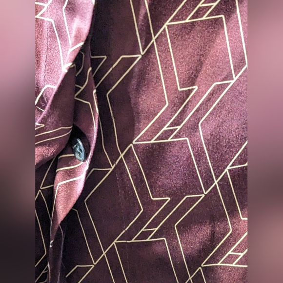 rag & bone Burgundy Long Sleeve Geometric design Silk Blouse Sz S - Picture 7 of 8